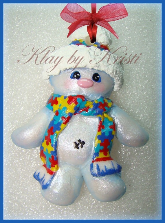 autism awareness christmas snowman ornament with by autism awareness christmas snowman ornament with by