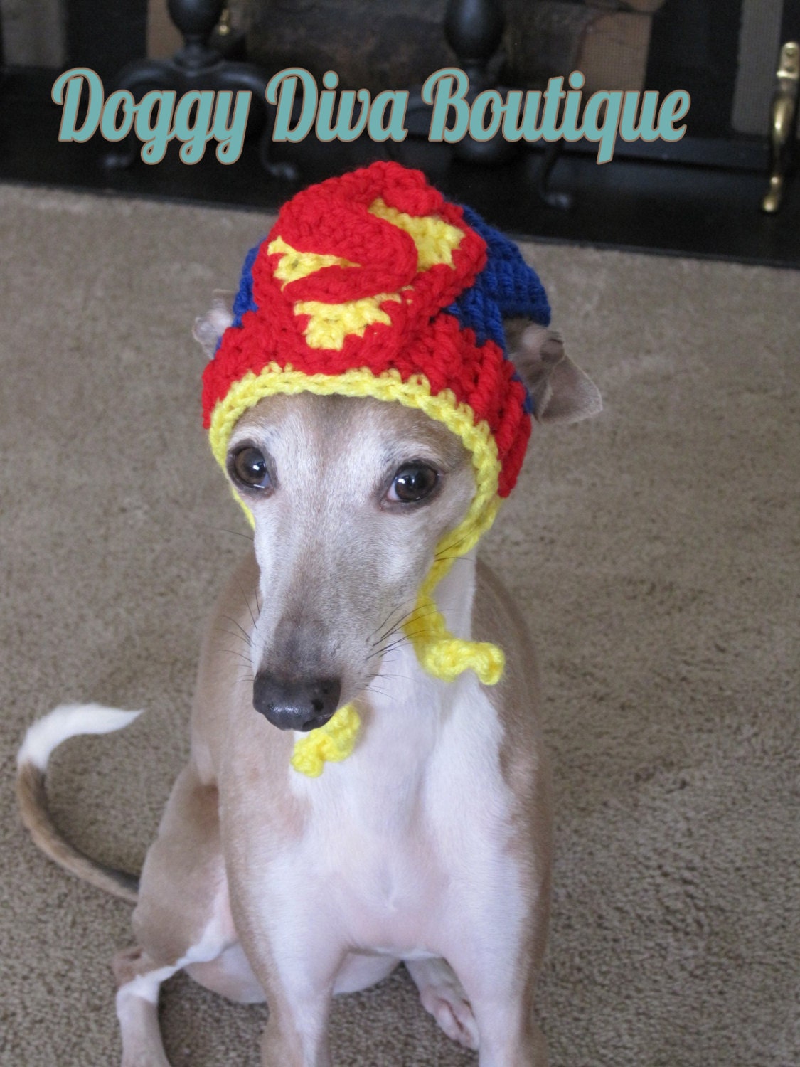 Dog Hat - Superman Dog Hat - Super Hero's Dog Hat for Cat or Dog Custom Made - DoggyDivaBoutique