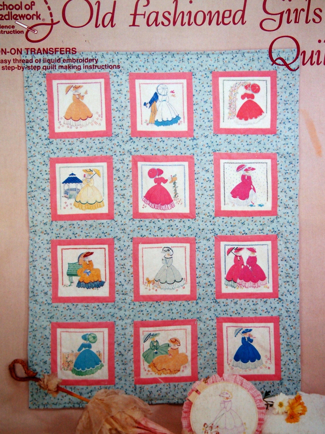 Old Fashioned Girls Quilt By Louise Kocka Iron On By NeedANeedle