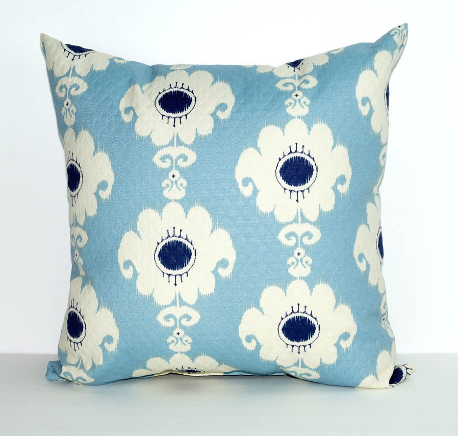 CLEARANCE Blue Throw Pillow Blossom Vine by