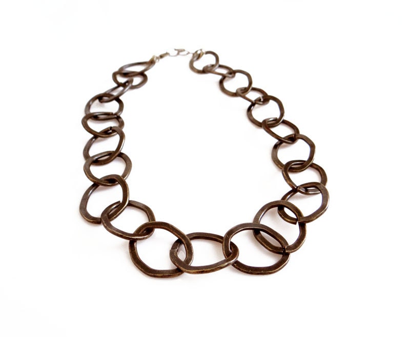 Chunky Chain Neckalce,Big Chain Necklace, Dark Brass Necklace - AlinaandT