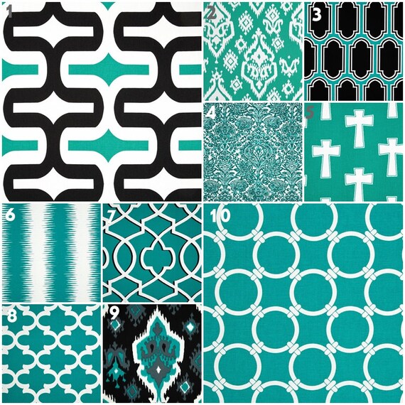 Modern Teal Black and White Crib Bedding Baby by modifiedtot