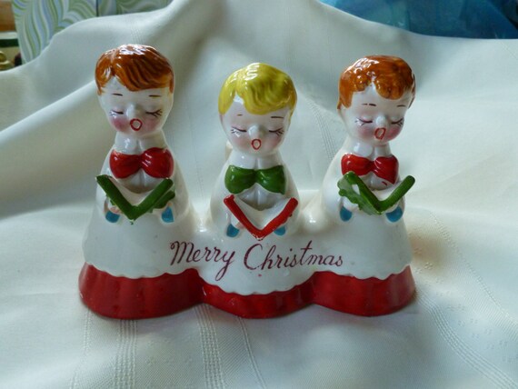 Vintage Christmas Choir Boys Candle Holder by candidalily17
