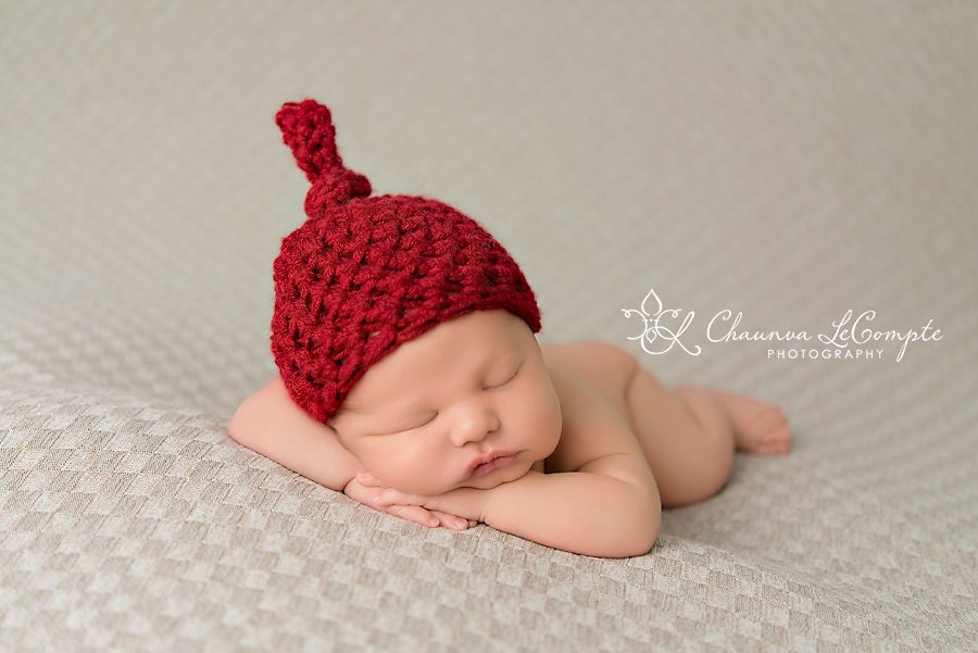 Newborn Knot Hat in Cranberry Red - BeautifulPhotoProps Newborn Knot Hat in Cranberry Red - BeautifulPhotoProps