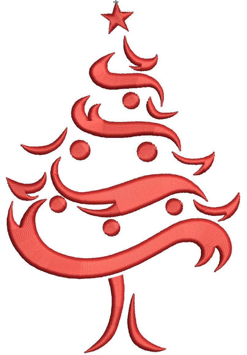 Swirly Christmas Tree Embroidery Design