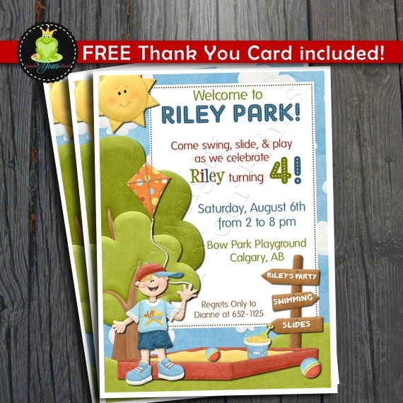 Park Birthday Invitation - FREE Thank You Card included Il_570xn