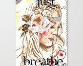 Just Breathe - STRETCHED CANVAS print, bohemian art, large wall art - Jenndalyn Just Breathe - STRETCHED CANVAS print, bohemian art, large wall art - Jenndalyn