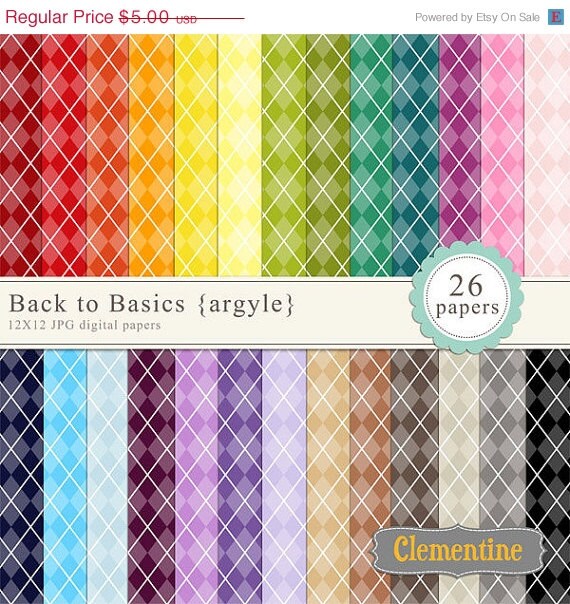 40% OFF SALE Argyle digital paper 12x12, digital scrapbooking paper, royalty free commercial use- Instant Download Il_570xn