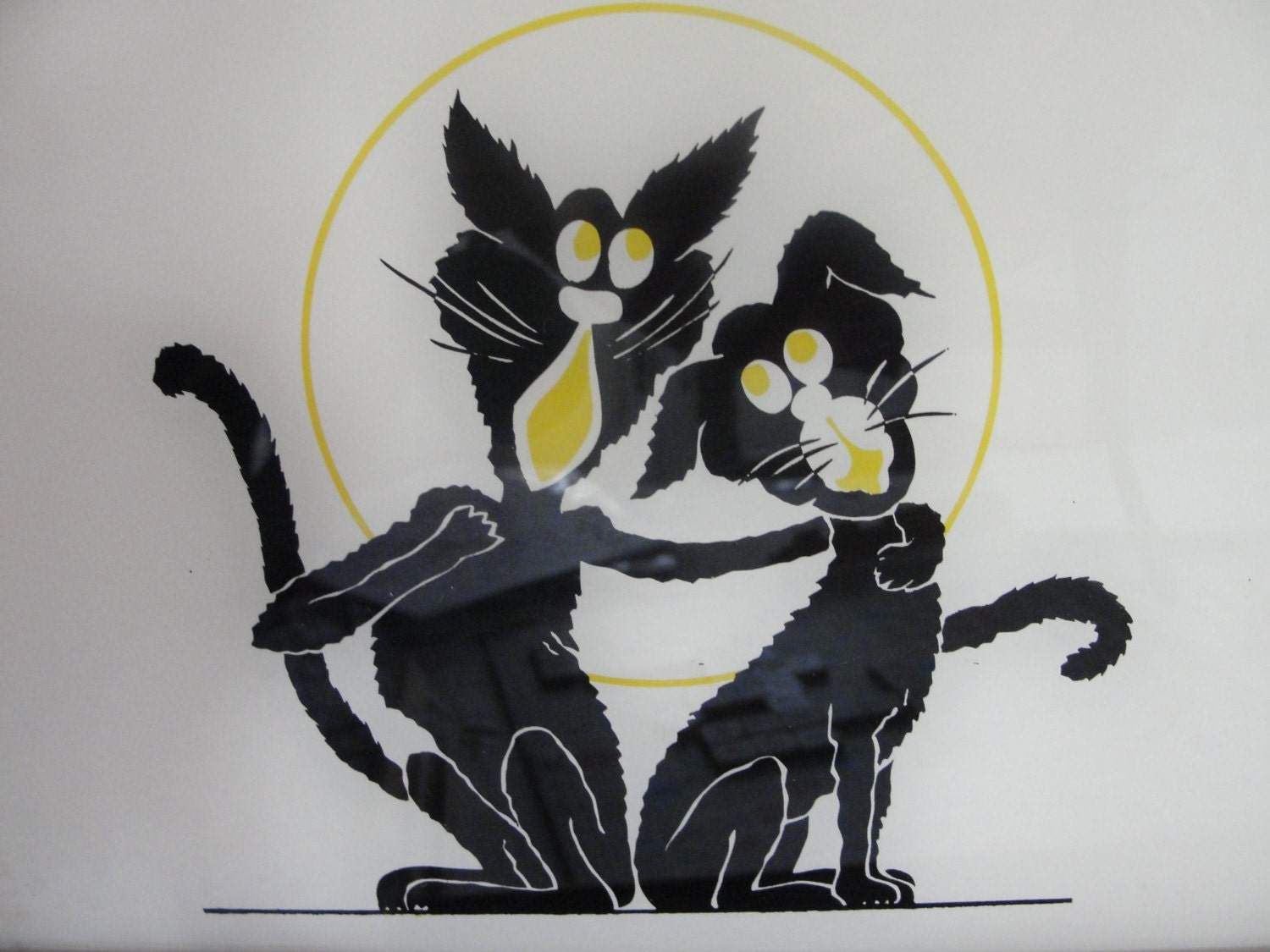 Reversed painted Cats silouhette - BarnshopAntiques