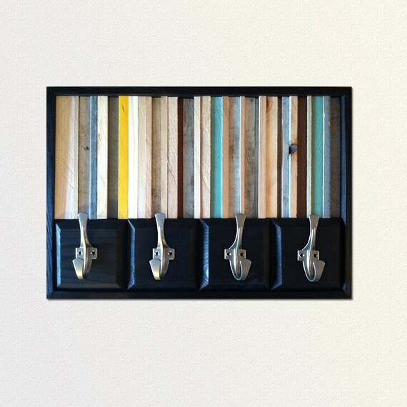 Reclaimed Wood Wall Art Coat Hook Vertical Wood by ScrapWoodDesign