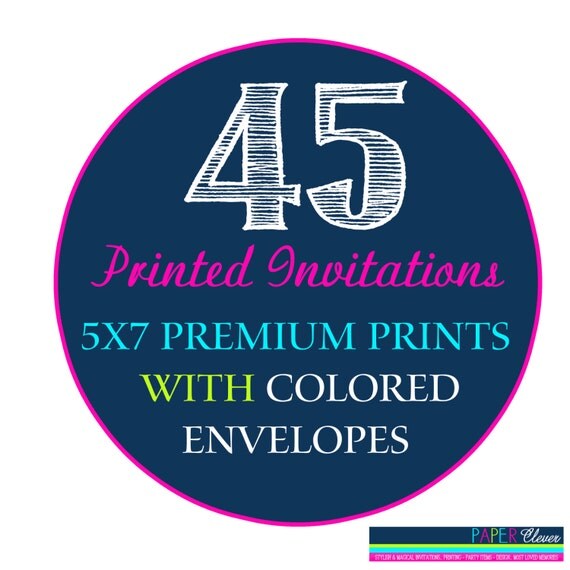 45 Printed Invitations & FREE colored envelopes # 802 Il_570xn
