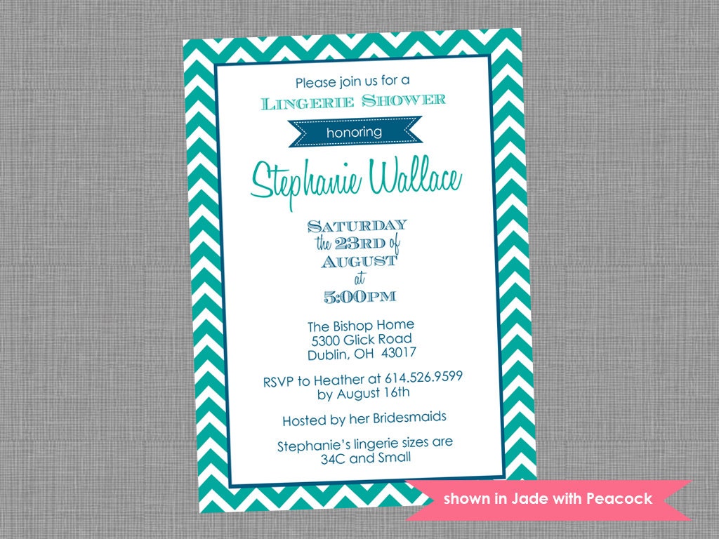 Lingerie Shower Invite - Printable Shower Themed Chevron Invitation - Colors and Text Customizable Il_570xn