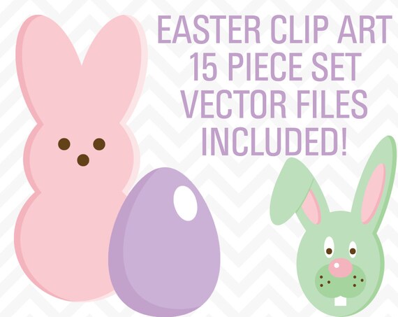 Clip Art Easter Bunny Clipart Easter Eggs Vector EPS Instant Download Il_570xn