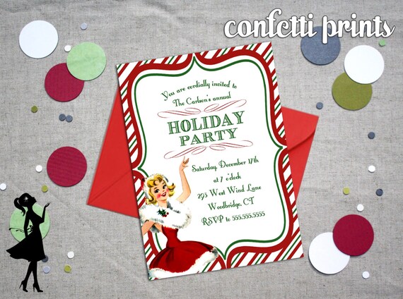 Retro Holiday Party Invitation - SANTA BABY Printable Il_570xn