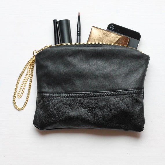 Natural leather purse / repurposed black by nextLIFEproject