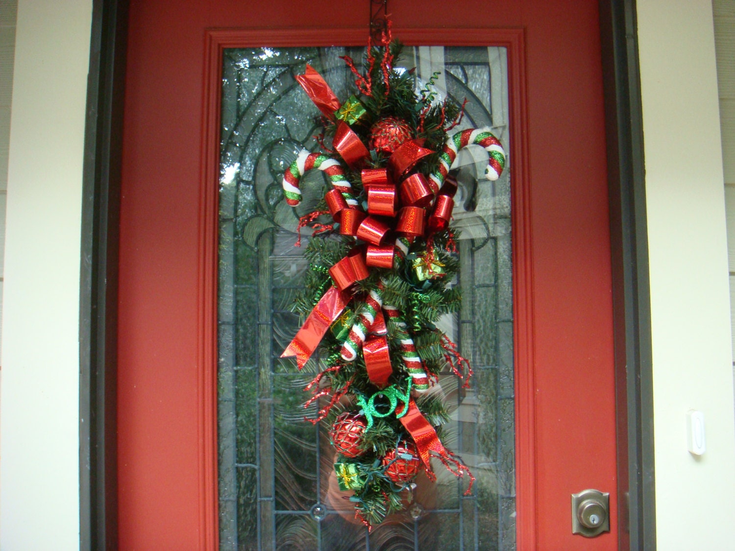 christmas lighted door swag double candy cane by christmas lighted door swag double candy cane by