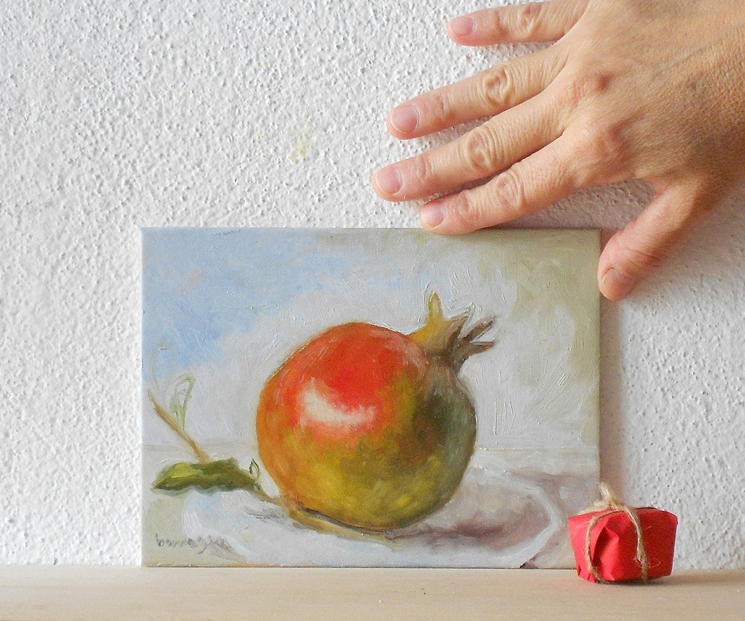 Franco's Pomegranate n.2 - Original Fruit Oil Painting Still-life - BarraganPaintings