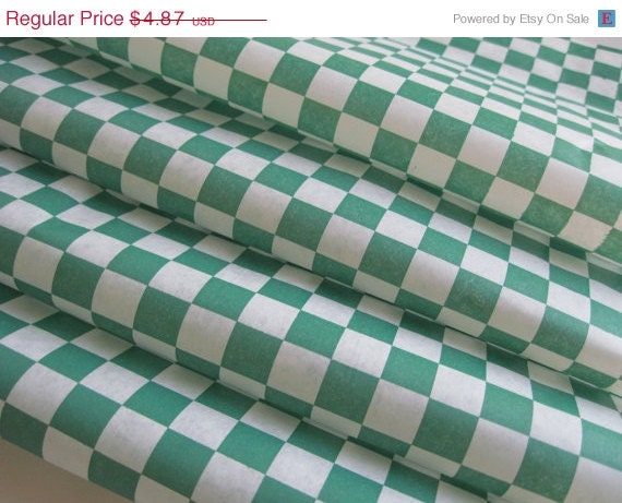 Cyber Week SALE 10% OFF 50 Sheets of Green and White Checkered Deli Wrap Wrapping Paper 12" x 12" Il_570xn