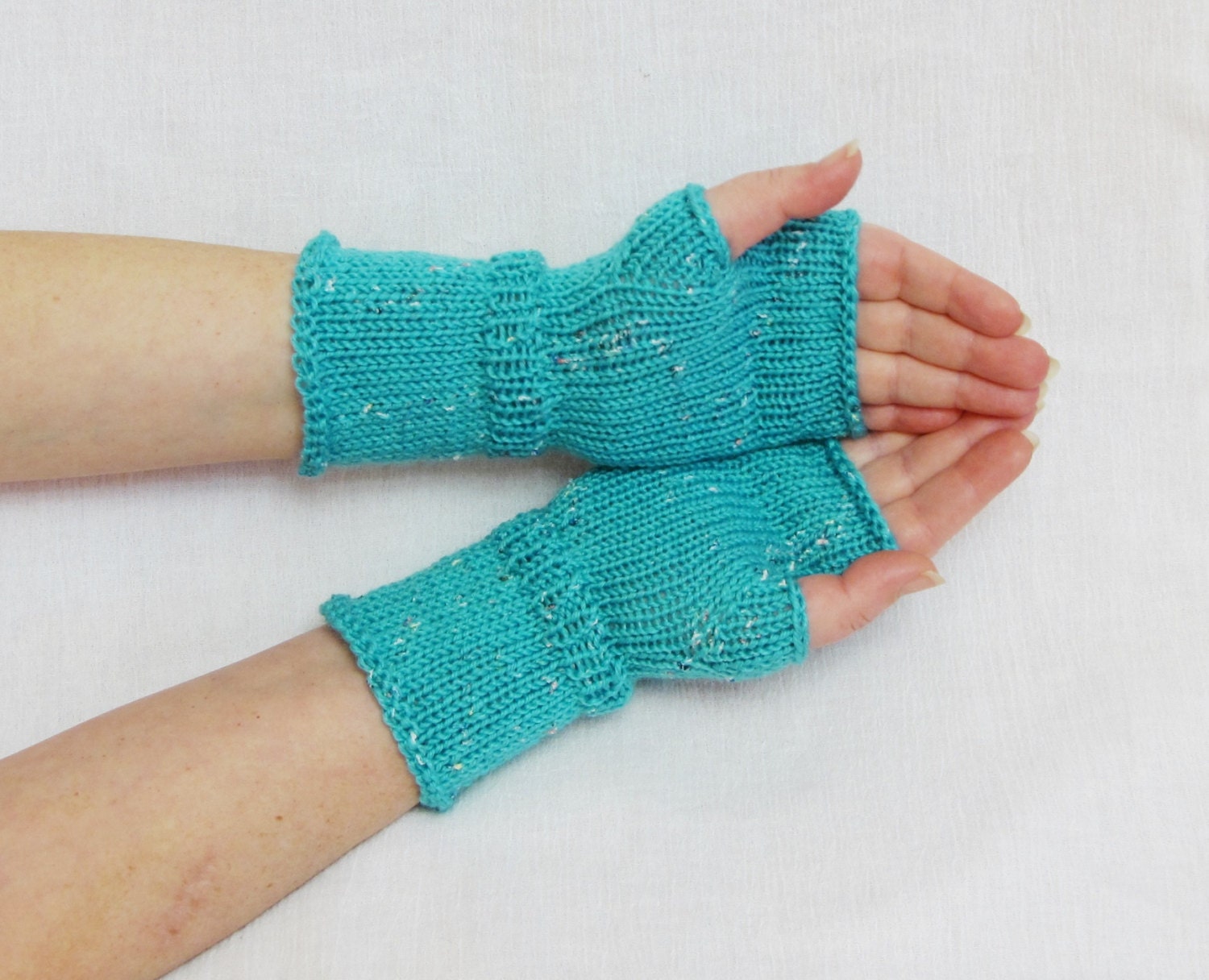 turquoise mittens,blue mittens,fingerless gloves,arm warmers,accessories,wrist warmers,knit fingerless gloves,wool cable knit,hand warmers - HandMadeLana