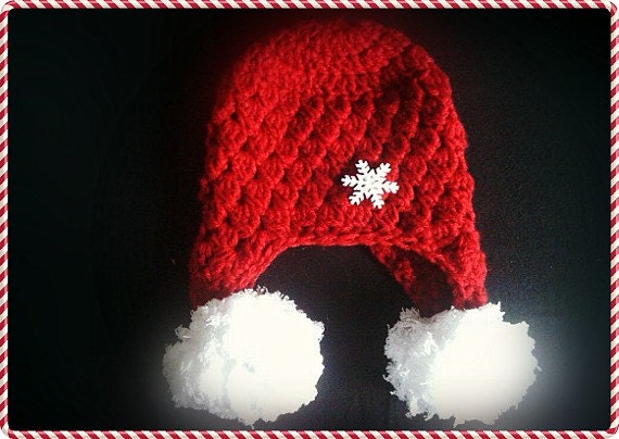 Red snowflake crochet hat,free shipping,great gift idea - Countrycutecrochet