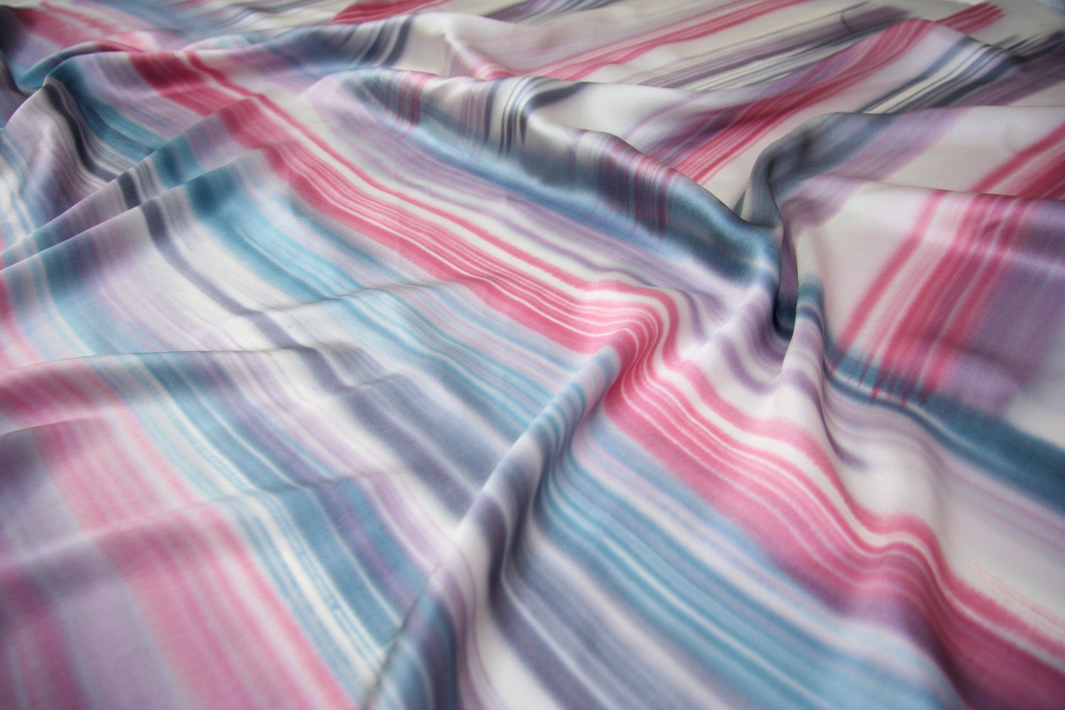 Hand painted silk satin stripes. Coupon 105 cm x 140 cm - DorSilk