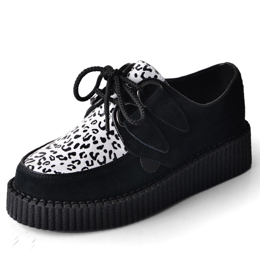 2013 Sexy leopard print Leather Lad ies Lace Up Flat PlatForm Sexy ...
