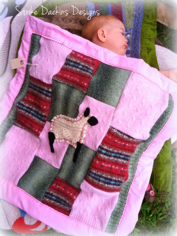 Baby Blanket in 100 Upcycled Felted Wool by StrikeDaekinsDesigns