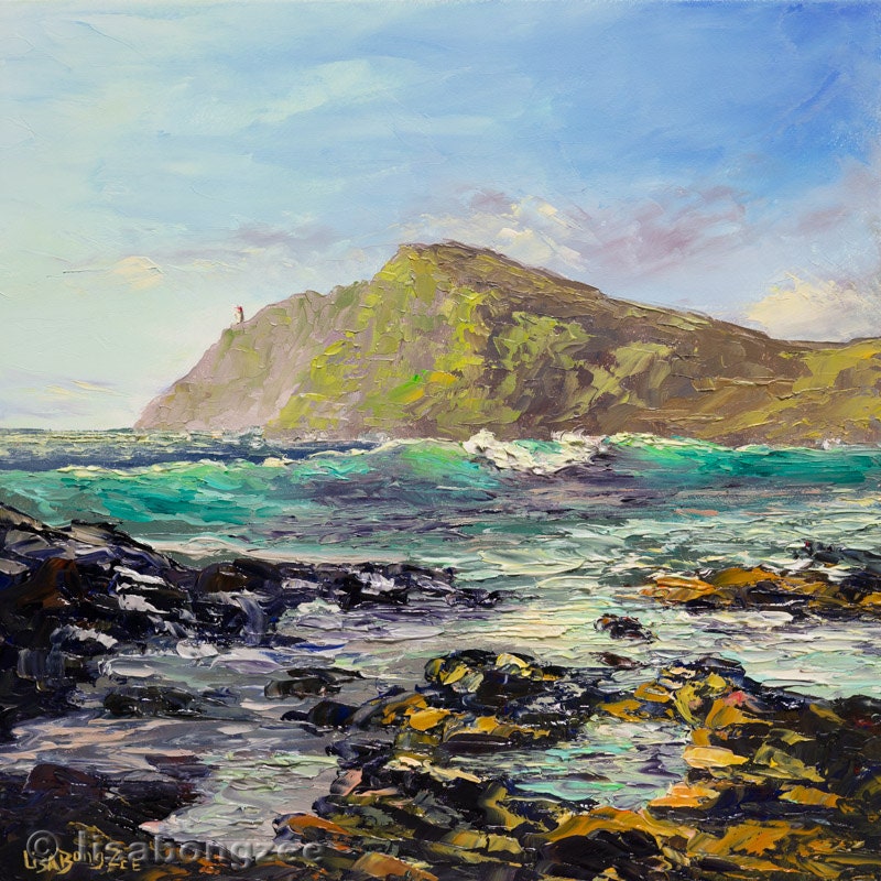 MAKAPUU HAWAII Framed Original Oil Painting Art by lisabongzee