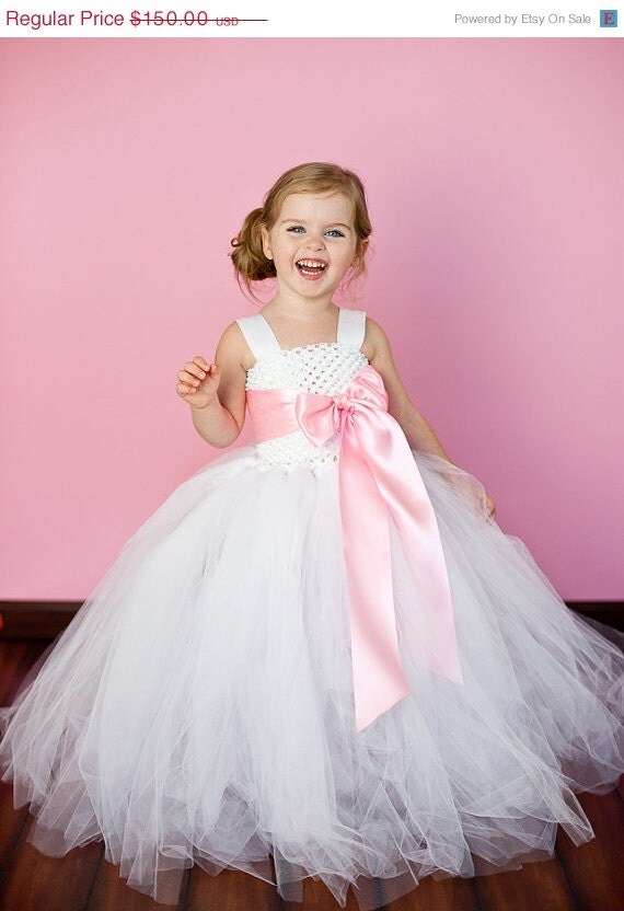 20 OFF SALE Anna Flower Girl Tutu Dress with Liner and Customizeable Sash