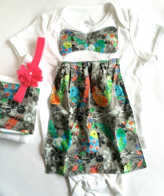 LIttle Birds Baby Girl Onesie Gift Set Baby by IndustrialWhimsy