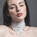 White ''Innocens'' Lace Beaded Bridal Couture Necklace / Neckpiece - Size Small