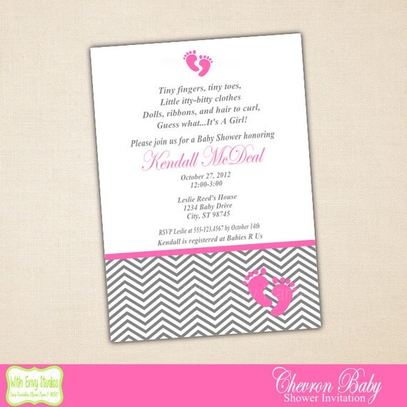 Chevron Baby Shower Invitation, Printable Baby Shower Invitation, Baby Shower Invite, Chevron Party Invitation Il_570xn