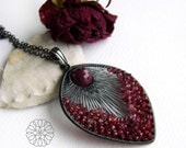 Raspberries pendant - beautiful, one-of-a-kind ruby necklace, oxidised silver, warm colors, OOAK - FREE SHIPPING worldwide!!! - AlabamaStudio