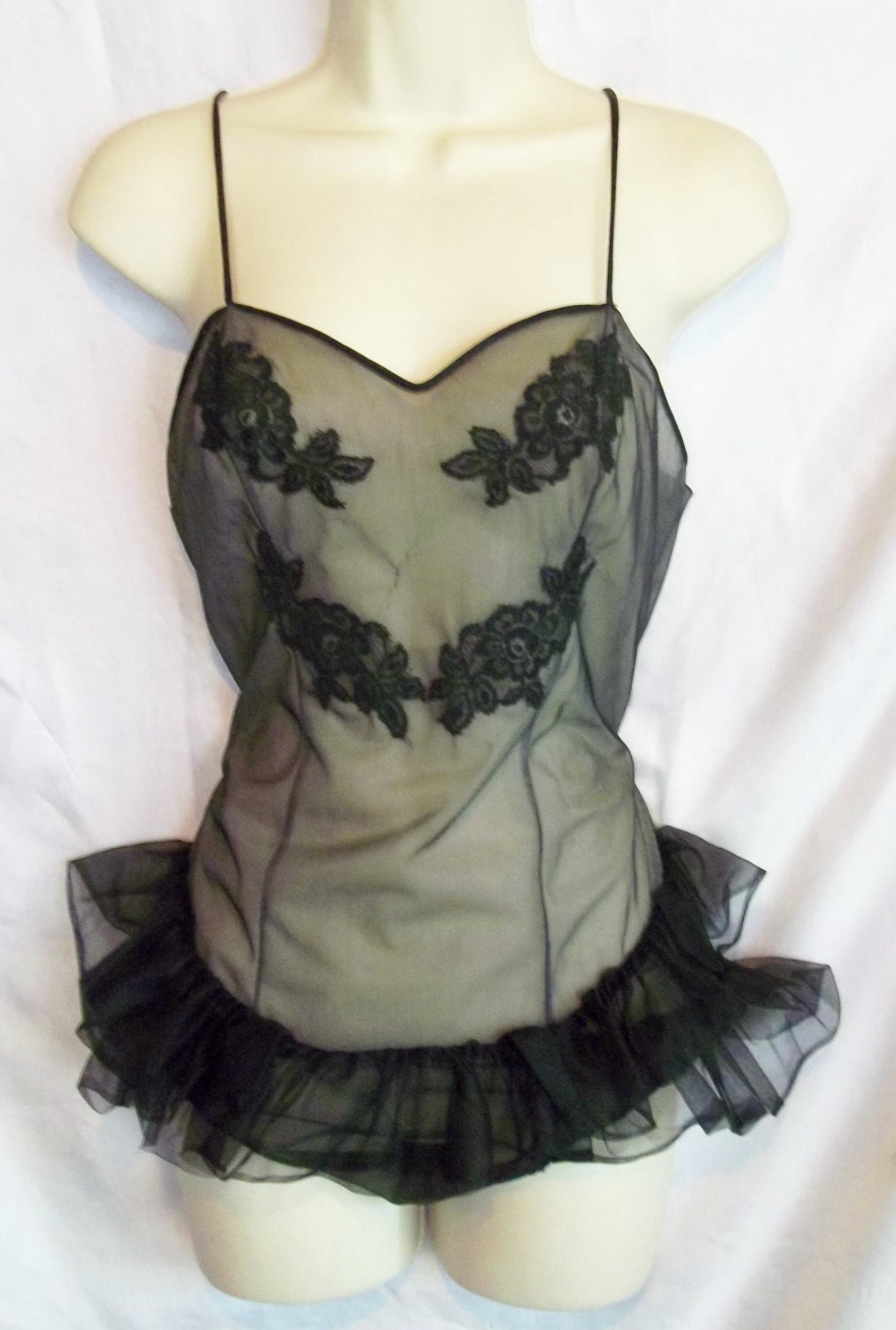 Vintage Lingerie 1960s Black Ch