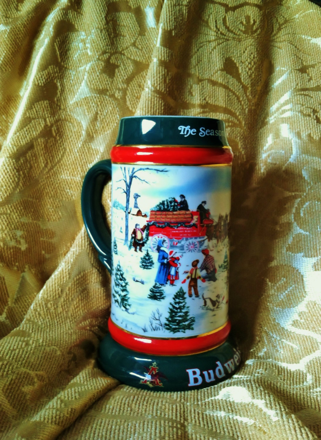 Budweiser Beer Mug Holiday Stein By Ceramarte For