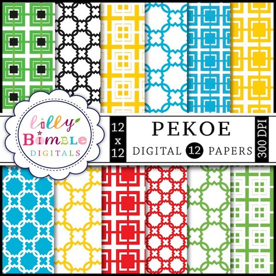 Digital scrapbook papers Pekoe Commercial Use Included trellis, modern Il_570xn