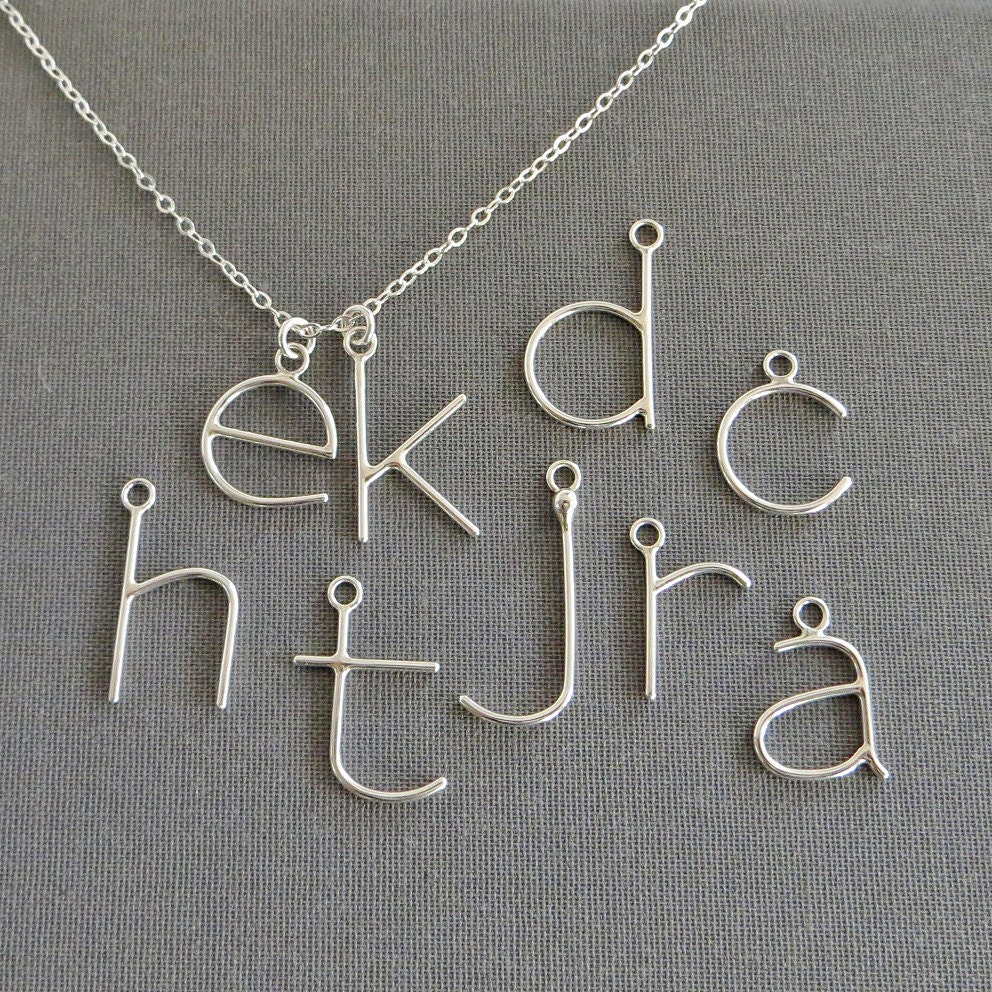 Sterling Silver Initial Necklace - Custom Initial Pendant - Two Letters - Simple Modern Minimal Necklace