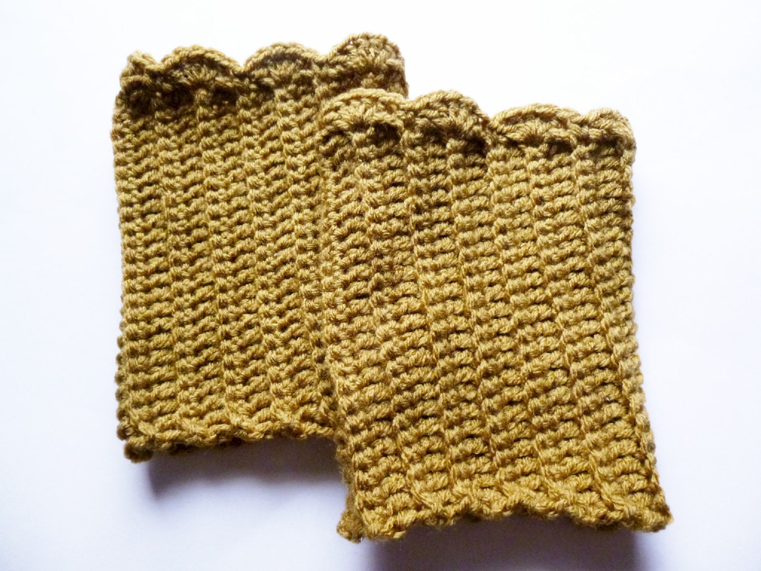 Crocheted Olive Green Boot Cuffs - ACCrochet