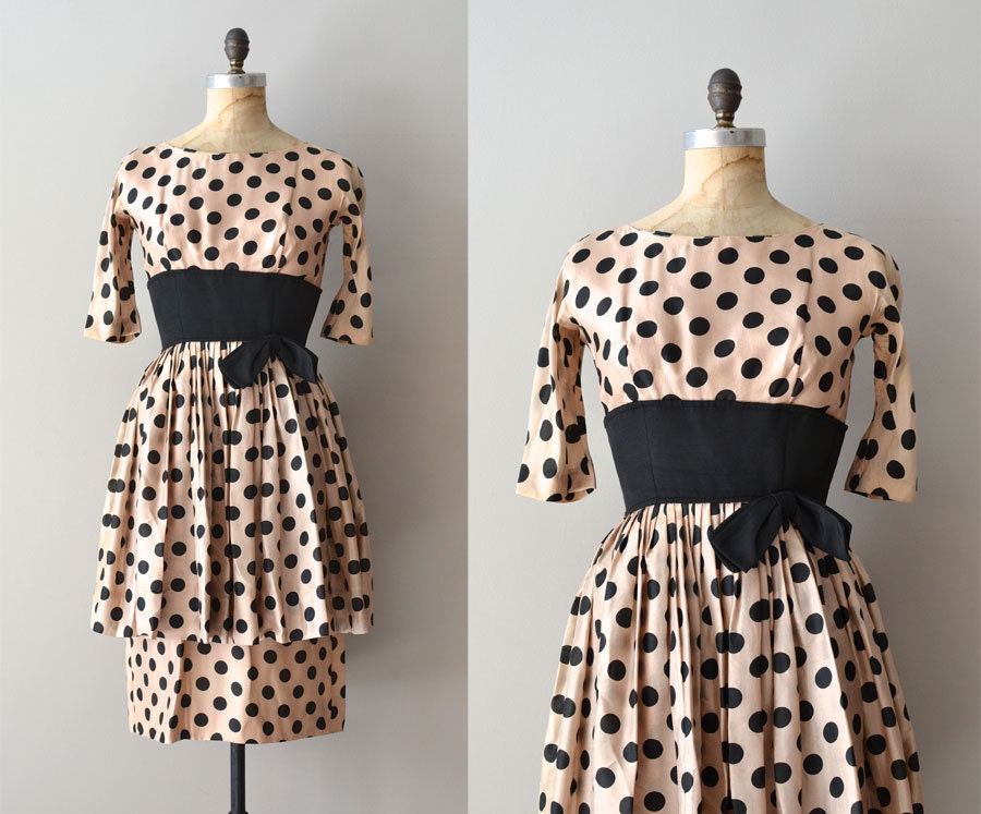 Suzy Perette silk dress / 1950s polka dot dress / silk 50s dress