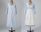 Antique Downton Abbey Maids Dress: Edwardian Scullery Maids Blue & White Striped Dress 1900 Titanic - missfarfalla