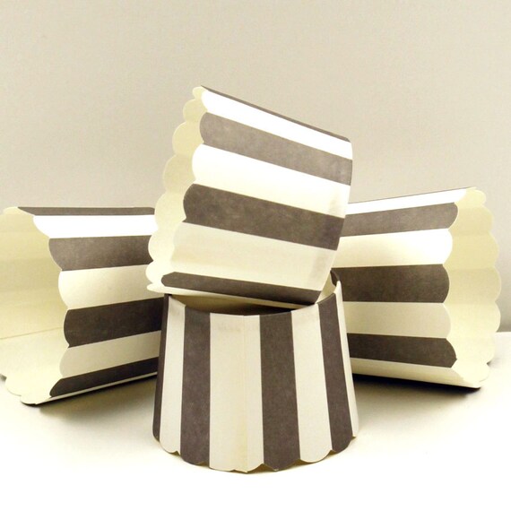 Paper Candy Cups Grey Vertical Stripe Cupcake by ThePartyFairy