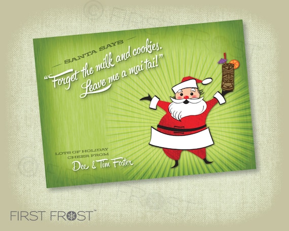 Santa Says... Printable Retro Kitsch Holiday Christmas Card Il_570xn