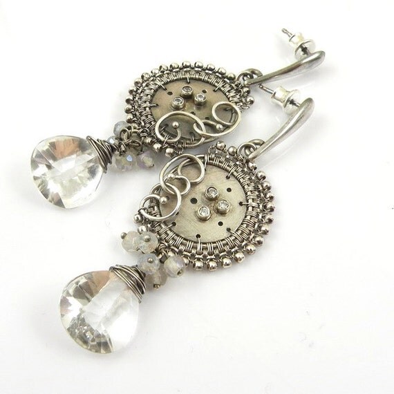 Wire wrap earring bridal earring sterling by MadeBySunflower