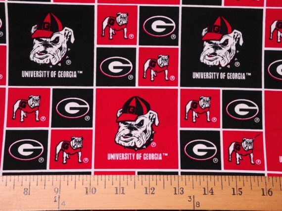 Items similar to Georgia Bulldogs Red and Black Destash Cotton Fabric
