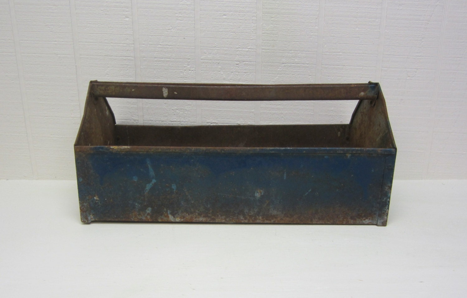 Vintage Metal Tote Rusty Industrial Tool Tray