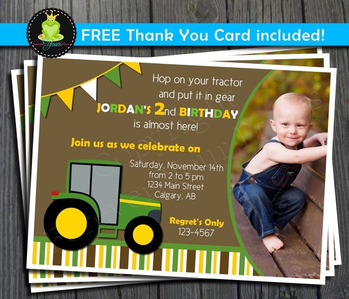 Tractor Birthday Invitation - FREE Thank You Card included Il_570xn