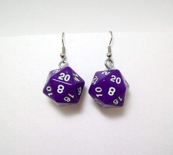 D20 earrings Magic the Gathering Dungeons by Eternalelfcreations