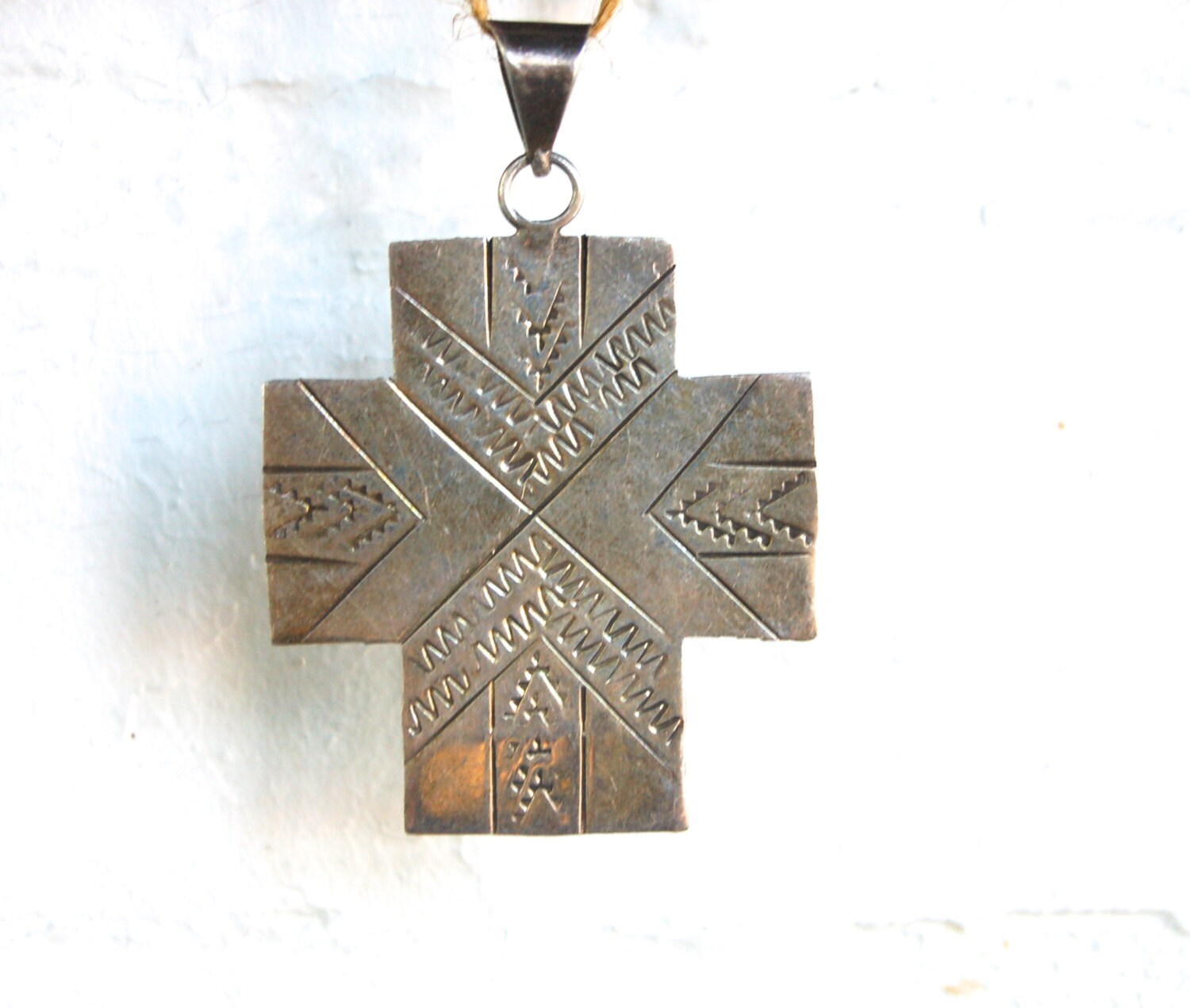 Mexican Cross Pendant Vintage Stamped by AdobeHouseVintage