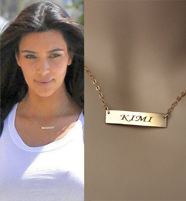 Gold Bar Necklace Kim Kardashian Celebrity Custom by DazlingJewels