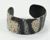 Black Leather Spring Cuff Bracelet for Women, Genuine Frog Exotic Bracelet, Halloween Idea - MargaretVera
